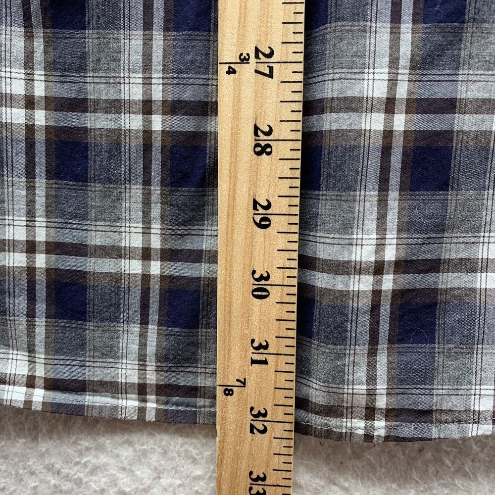 Peter Millar Button Up Shirt Mens Medium Gray White Plaid Golf Preppy Dad Sports - Picture 7 of 12